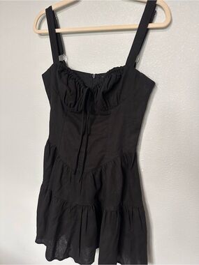 Pepper Mayo Black Ruched Babydoll Mini Dress S/M